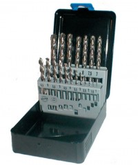 Satz der Bohrer ins Metall 1,0 - 10 mm x 0,5 mm HSSCo5 mit Zylinderschaft, Blechpackung,